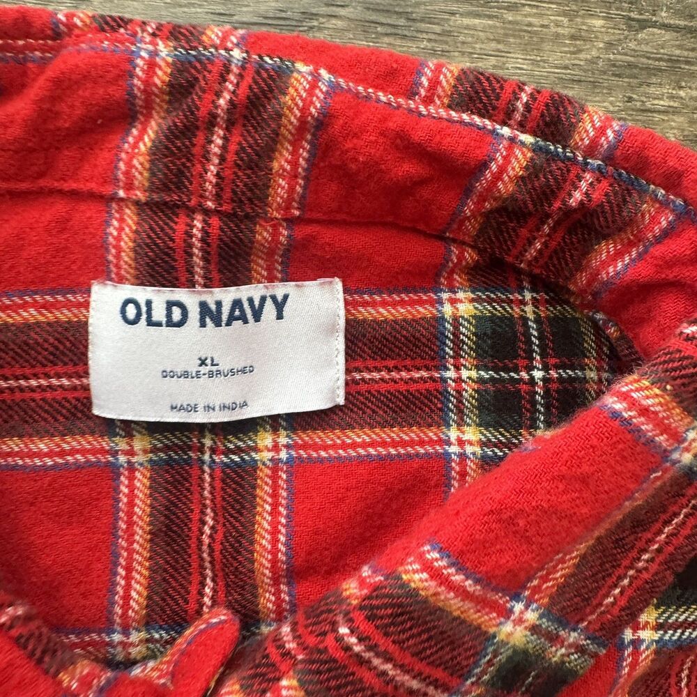 Old Navy Flannel Plaid LS Shirt Mens XL Multicolor Classic Regular Fit Button Up - Picture 2 of 9